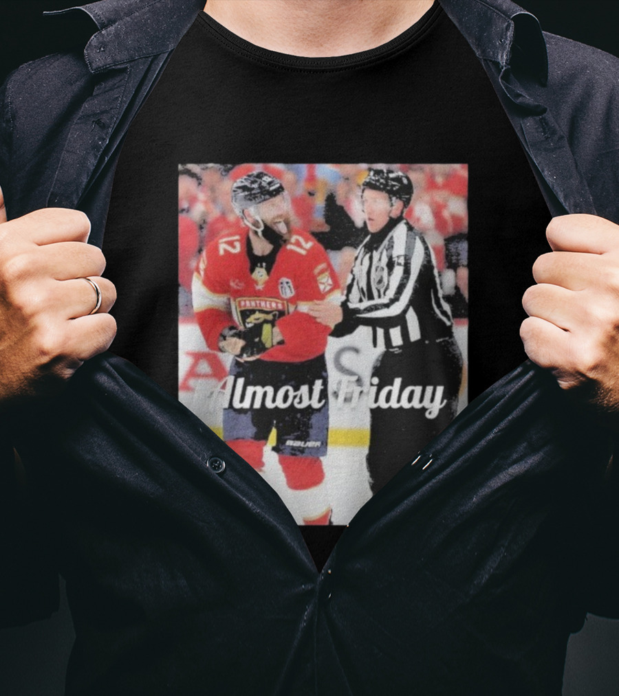 Almost Friday Florida Panthers Tongue Out Hockey Moment T-Shirt