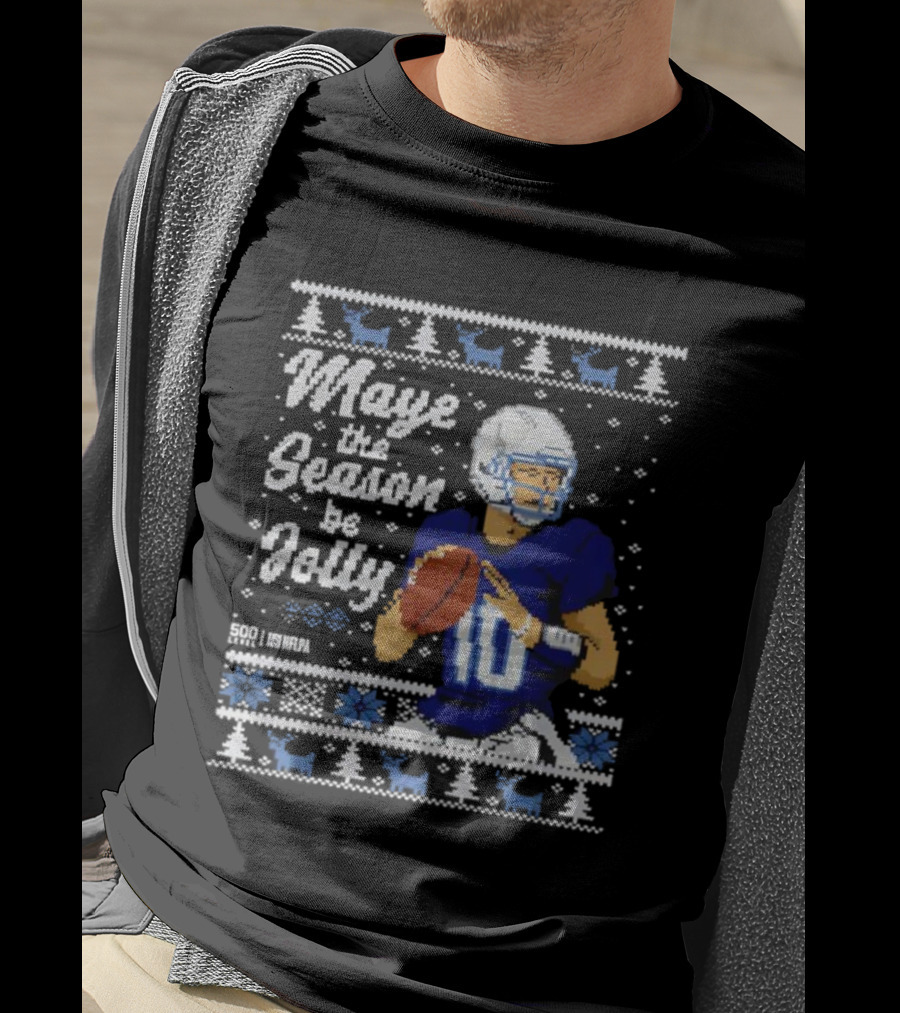 Drake Maye Quarterback Retro Christmas New England Festive T-Shirt