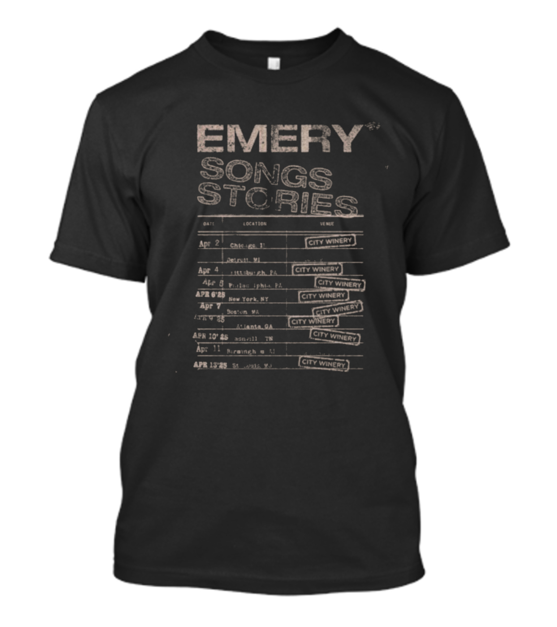 Emery Songs Stories Tour 2025 Seattle Dallas Portland Salt Lake City Toronto T-Shirt