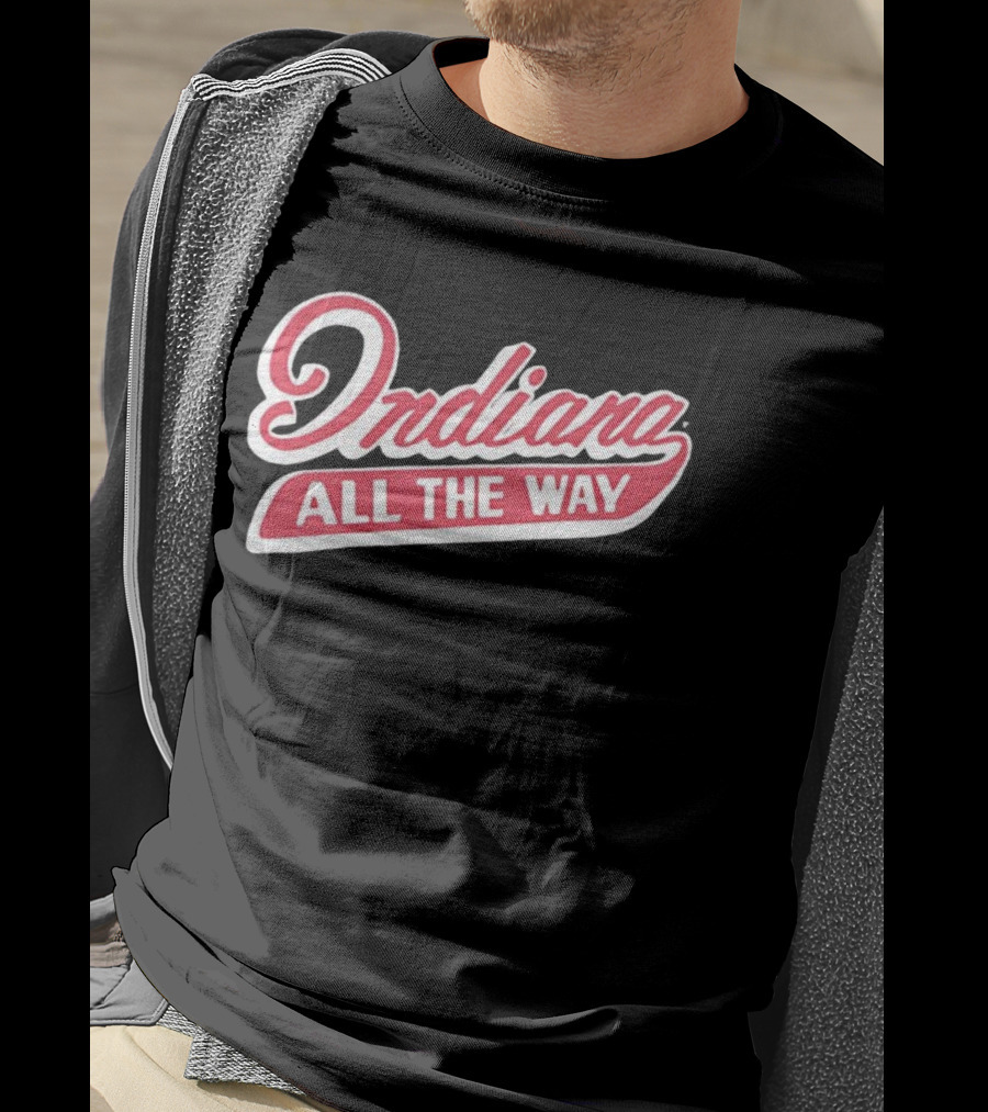 Indiana All The Way Bold Script Retro Style T-Shirt