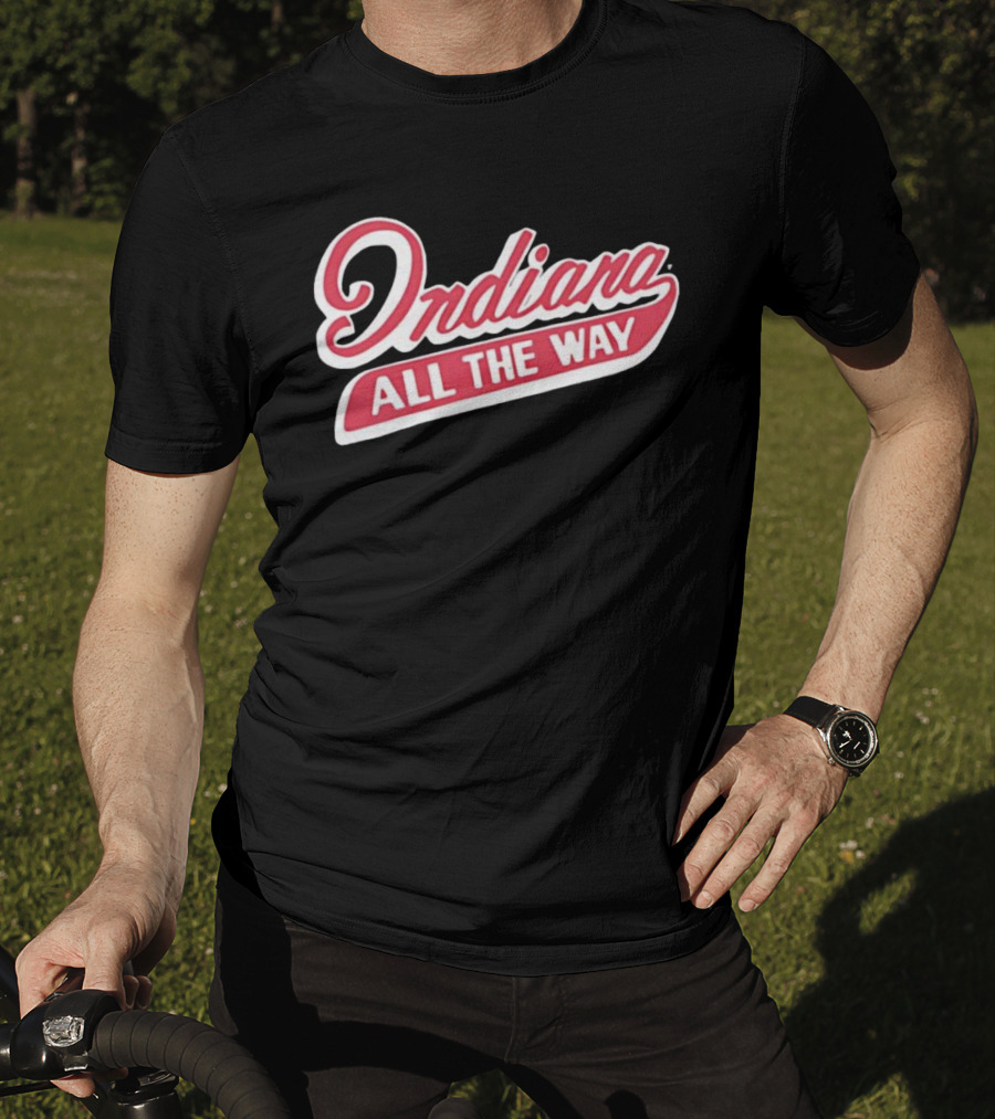Indiana All The Way Bold Script Retro Style T-Shirt