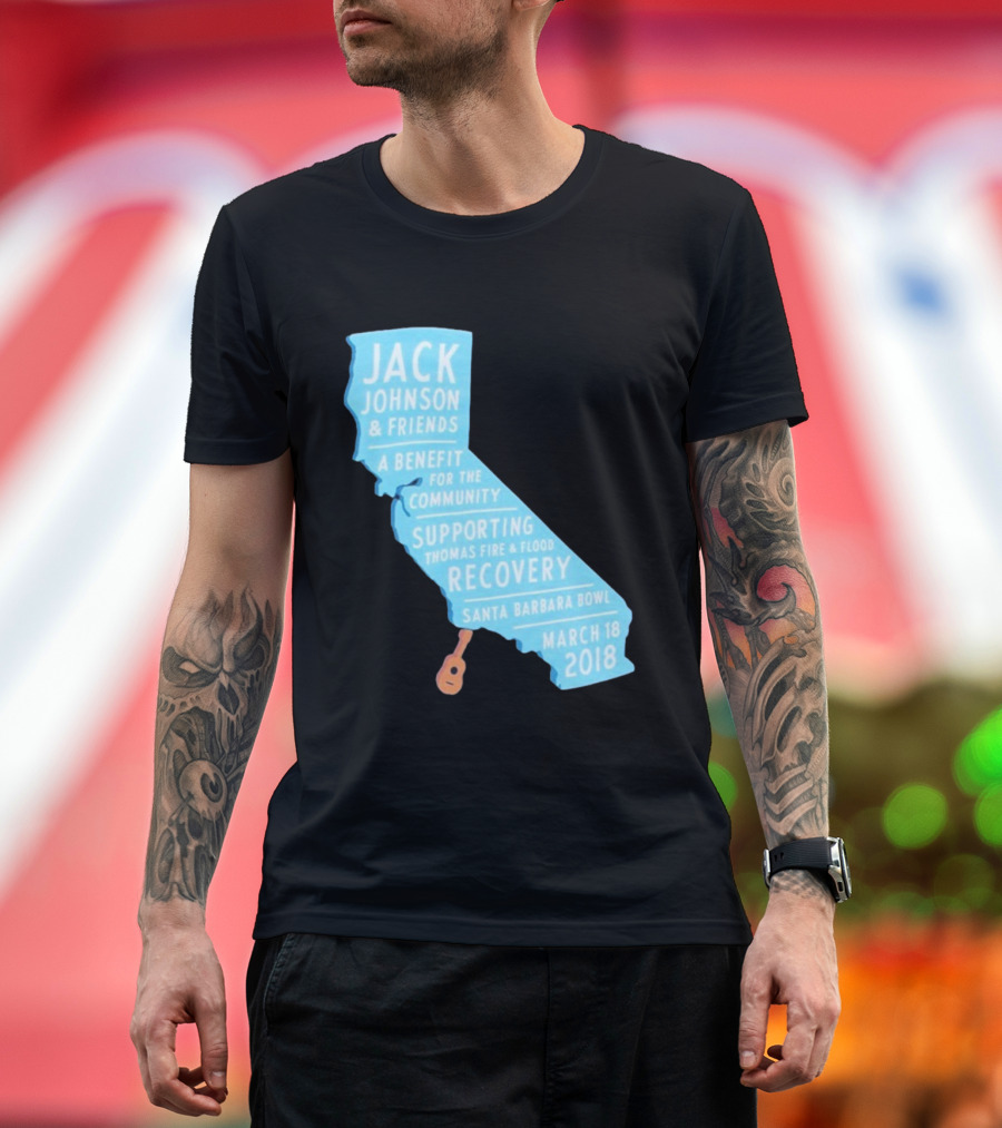 Jack Johnson Friends Benefit Community Thomas Fire Flood Recovery Santa Barbara Bowl March 18 2018 T-Shirt