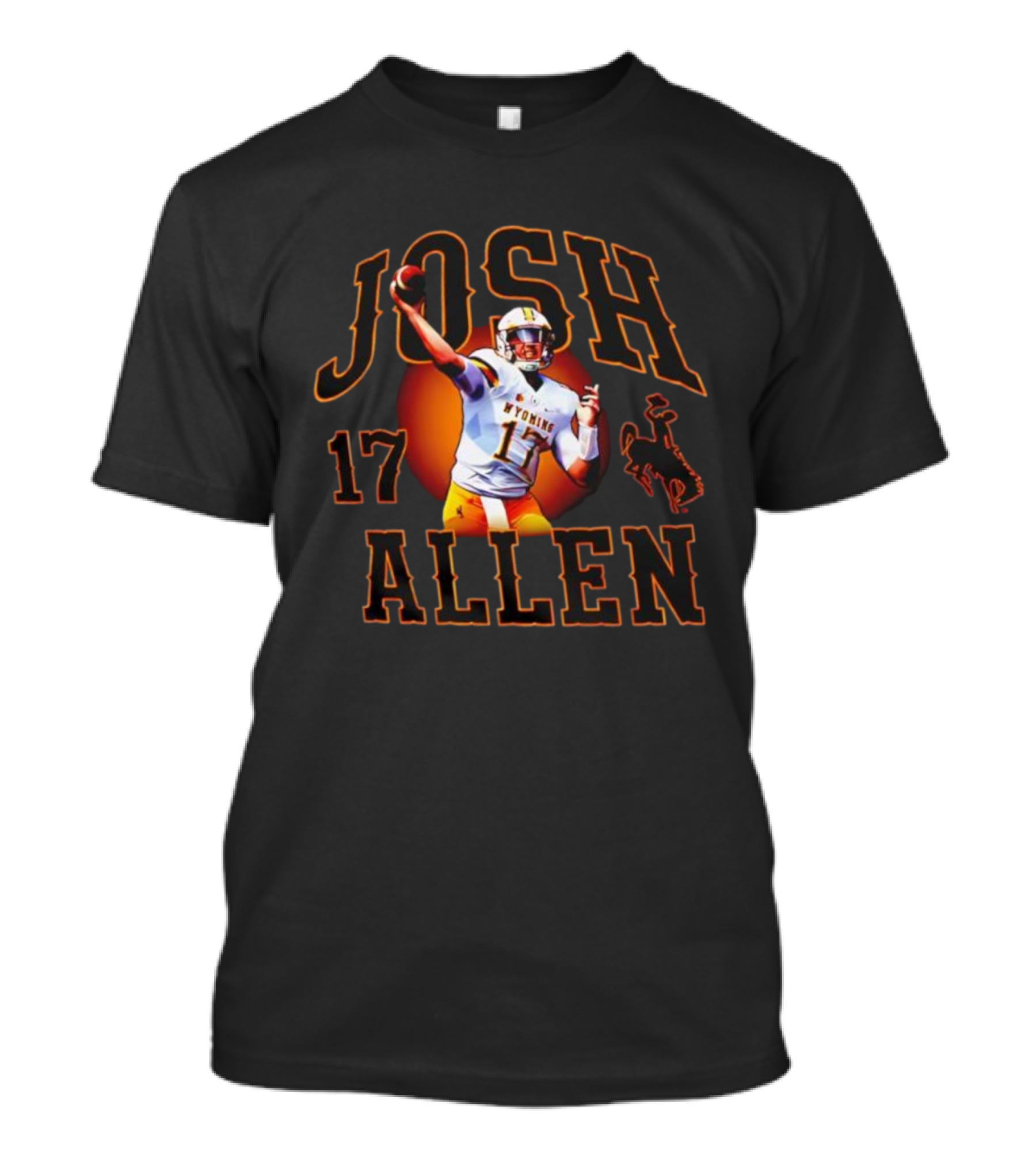 Josh Allen 17 Wyoming Cowboys Quarterback Action Pose T-Shirt