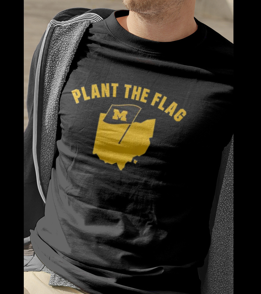 Michigan Football Plant The Flag M Logo Ohio Outline T-Shirt