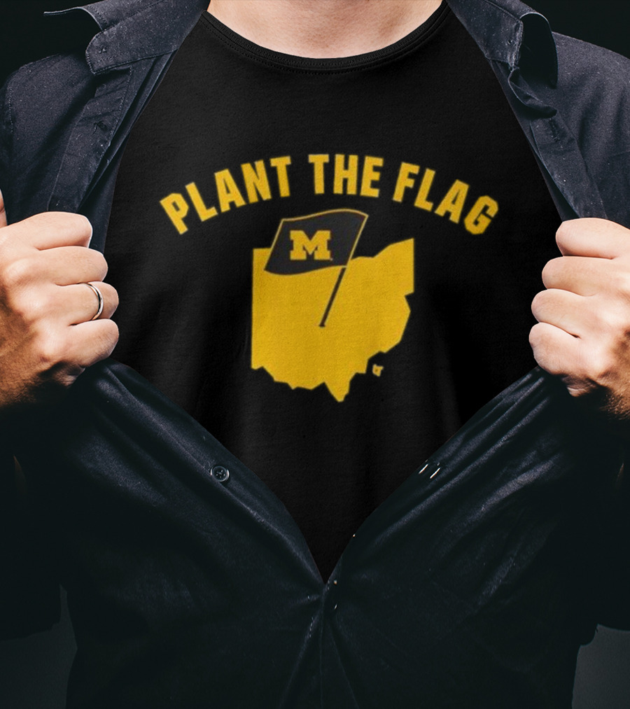 Michigan Football Plant The Flag M Logo Ohio Outline T-Shirt