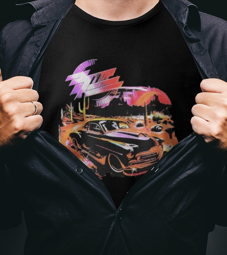 ZZ Top Eliminator Vintage Hot Rod Desert Scene T-Shirt