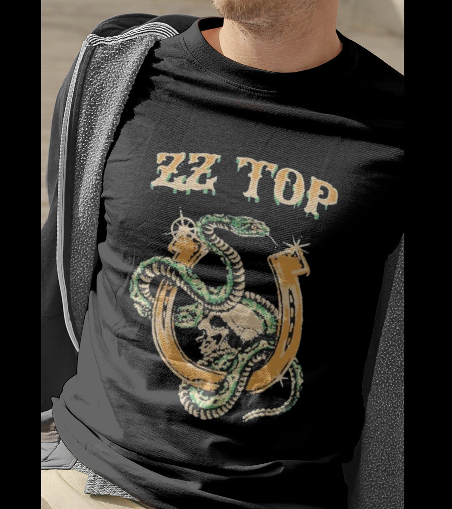 ZZ Top Rattlesnake Skull Horseshoe T-Shirt