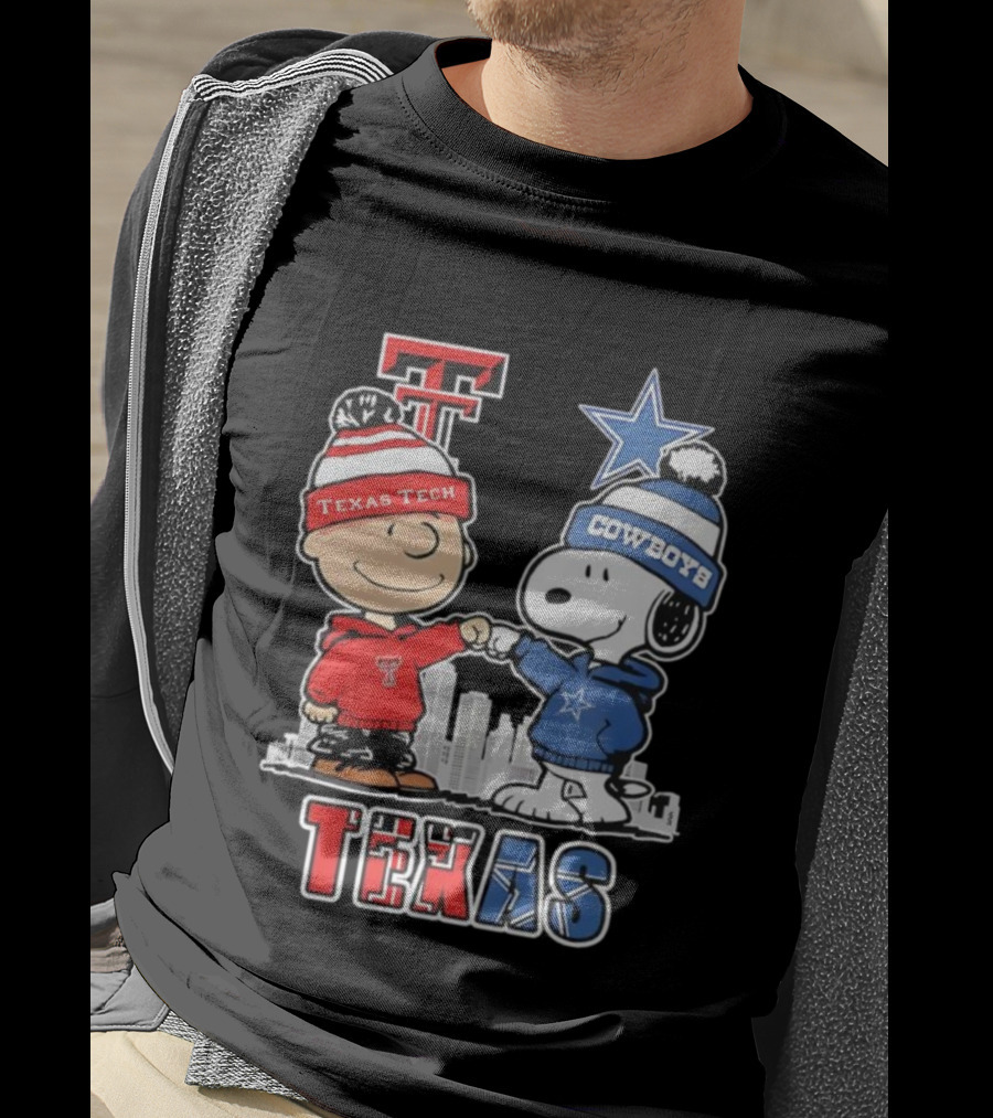 Snoopy Charlie Brown Texas Tech Red Raiders Dallas Cowboys Texas T-Shirt