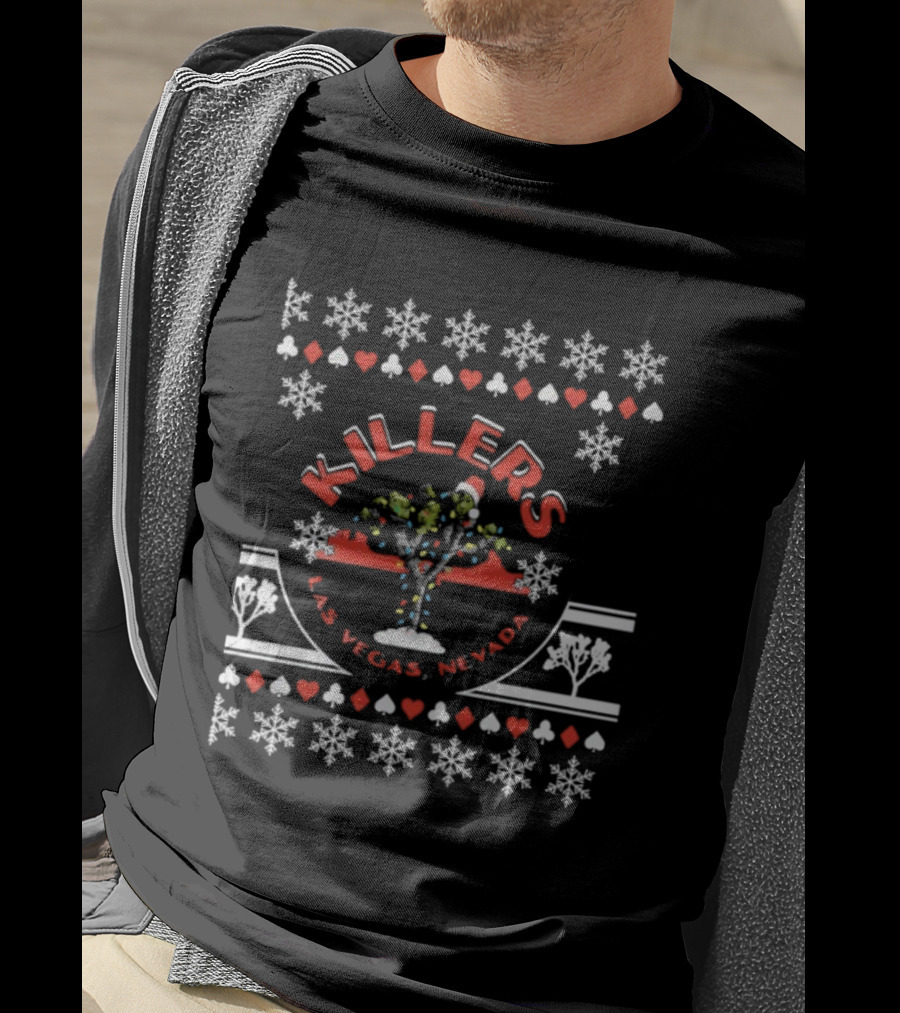 Killers Las Vegas Nevada Christmas Tree Snowflakes Holiday T-Shirt
