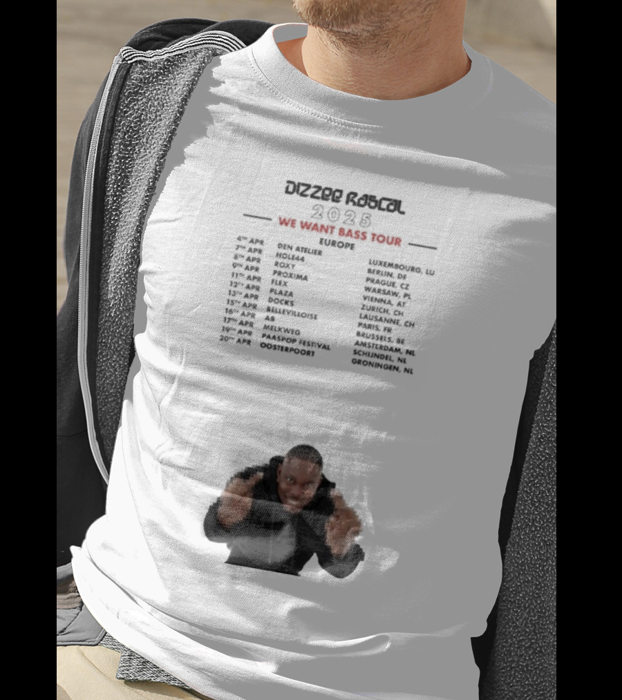 Dizzee Rascal We Want Bass Europe Tour 2025 Middle Fingers T-Shirt