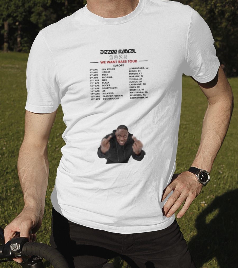 Dizzee Rascal We Want Bass Europe Tour 2025 Middle Fingers T-Shirt