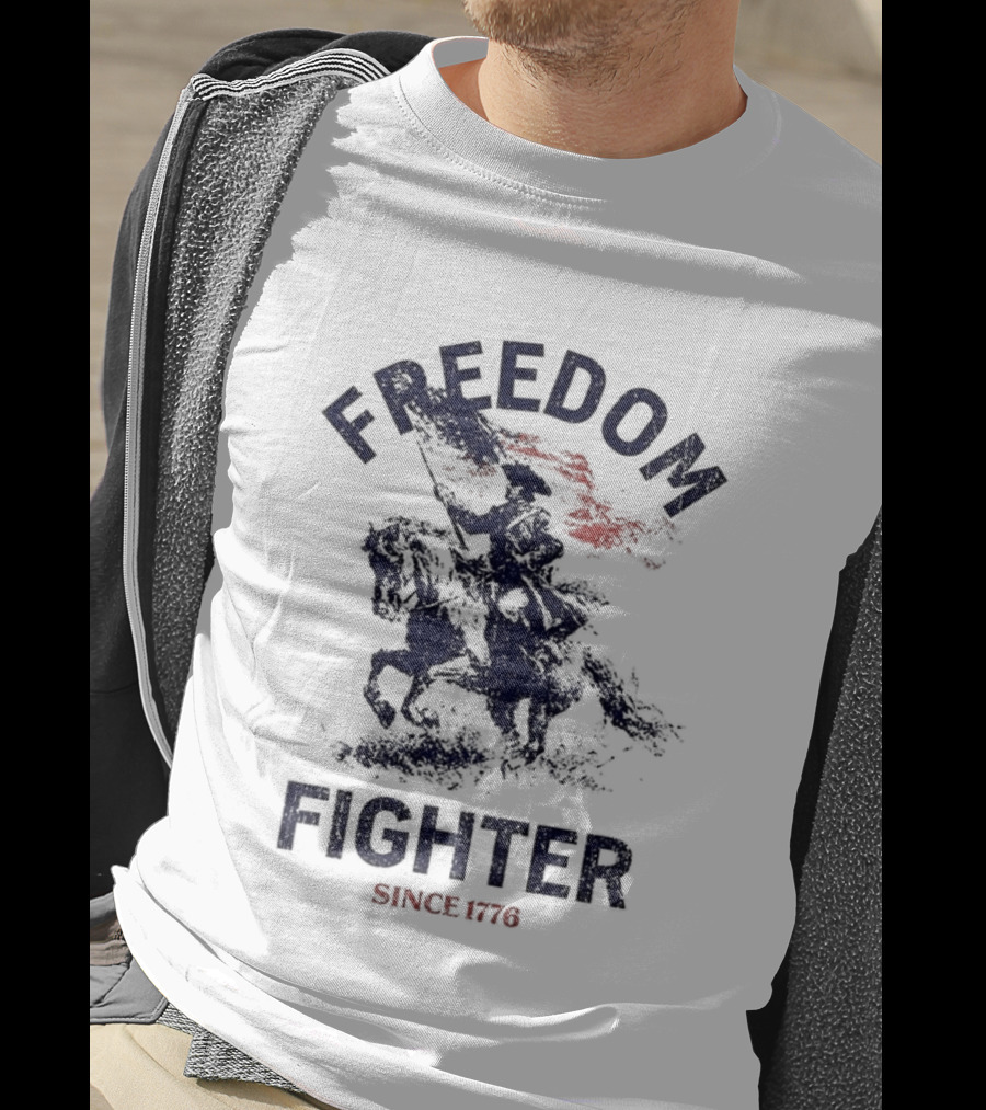 Freedom Fighter Since 1776 Soldier Waving American Flag T-Shirt