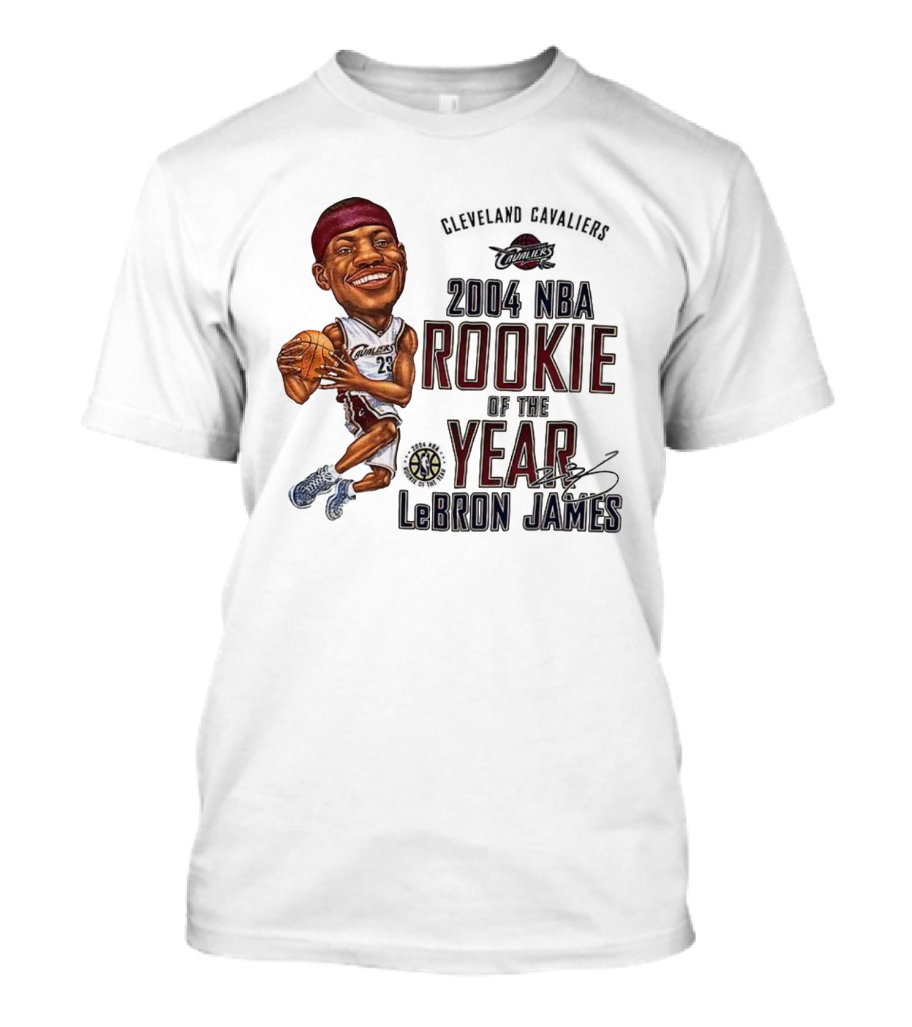 LeBron James 2004 NBA Rookie Of The Year Cleveland Cavaliers 23 Signature T-Shirt