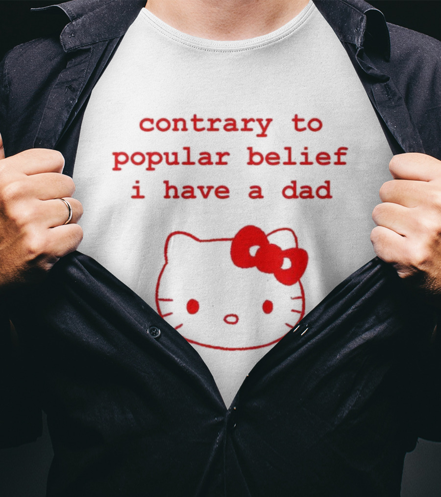 Contrary To Popular Belief I Have A Dad Kitty Bow Design T-Shirt