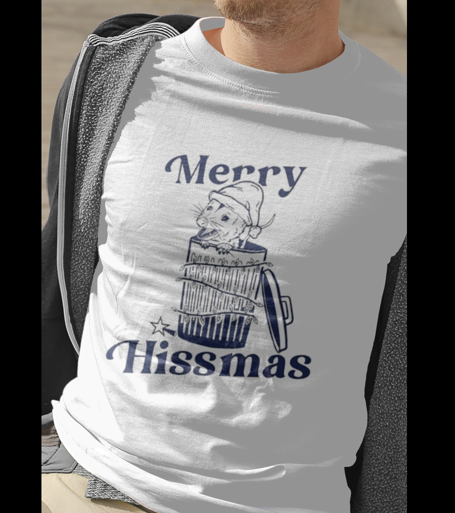 Merry Hissmas Cat In Trash Can Festive Humor T-Shirt