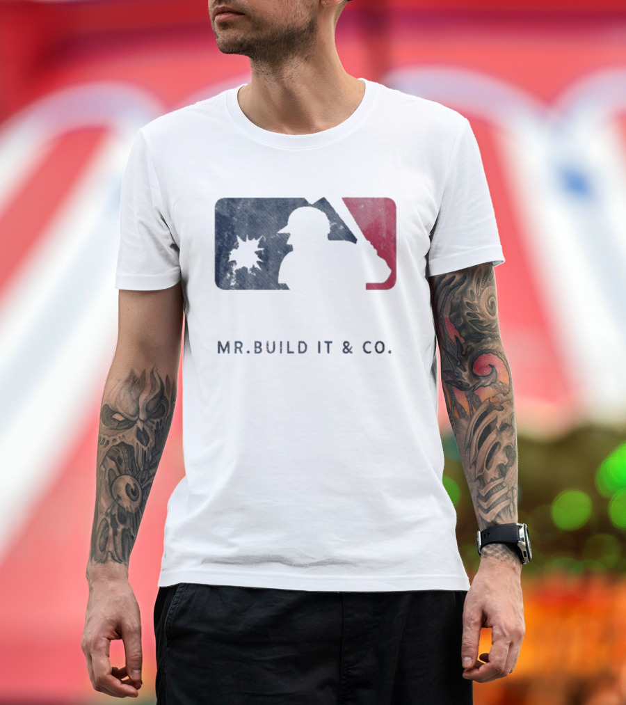 Mr Build It Wrecking Day MLB Bulldozer Silhouette T-Shirt
