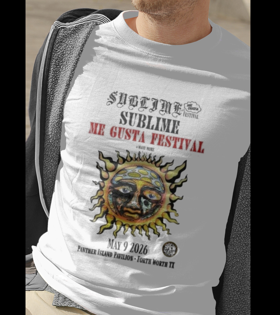 Sublime Me Gusta Festival May 9 2026 Panther Island Pavilion Fort Worth TX Sun Face T-Shirt