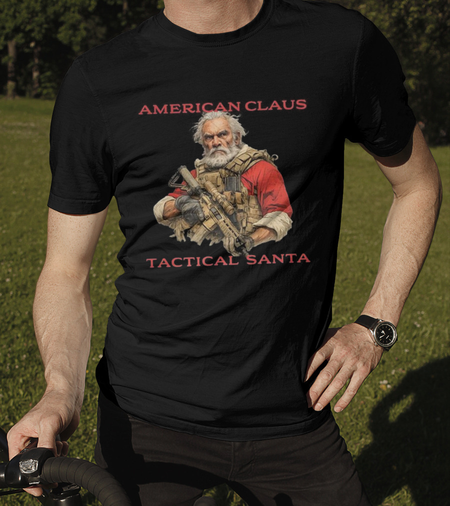 American Claus Tactical Santa Christmas Rifle Gear T-Shirt