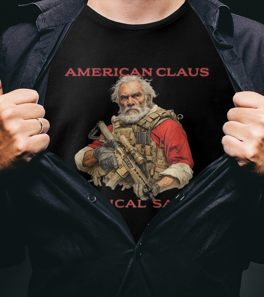 American Claus Tactical Santa Christmas Rifle Gear T-Shirt