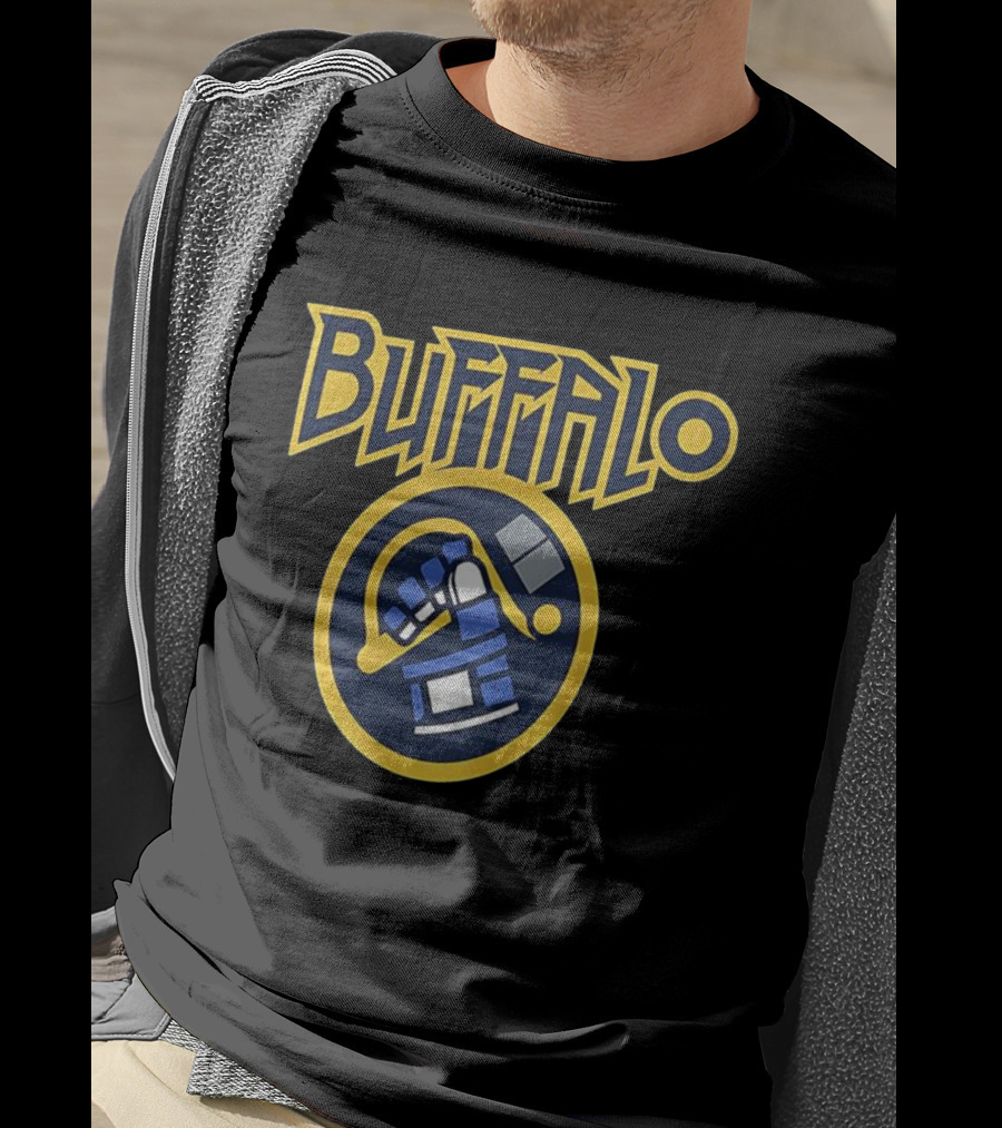 Buffalo Hockey Goalie Mask Sabres Blue Gold T-Shirt