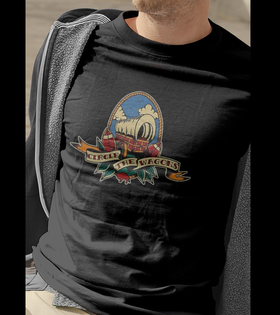 Circle The Wagons Covered Wagon Football Buffalo T-Shirt