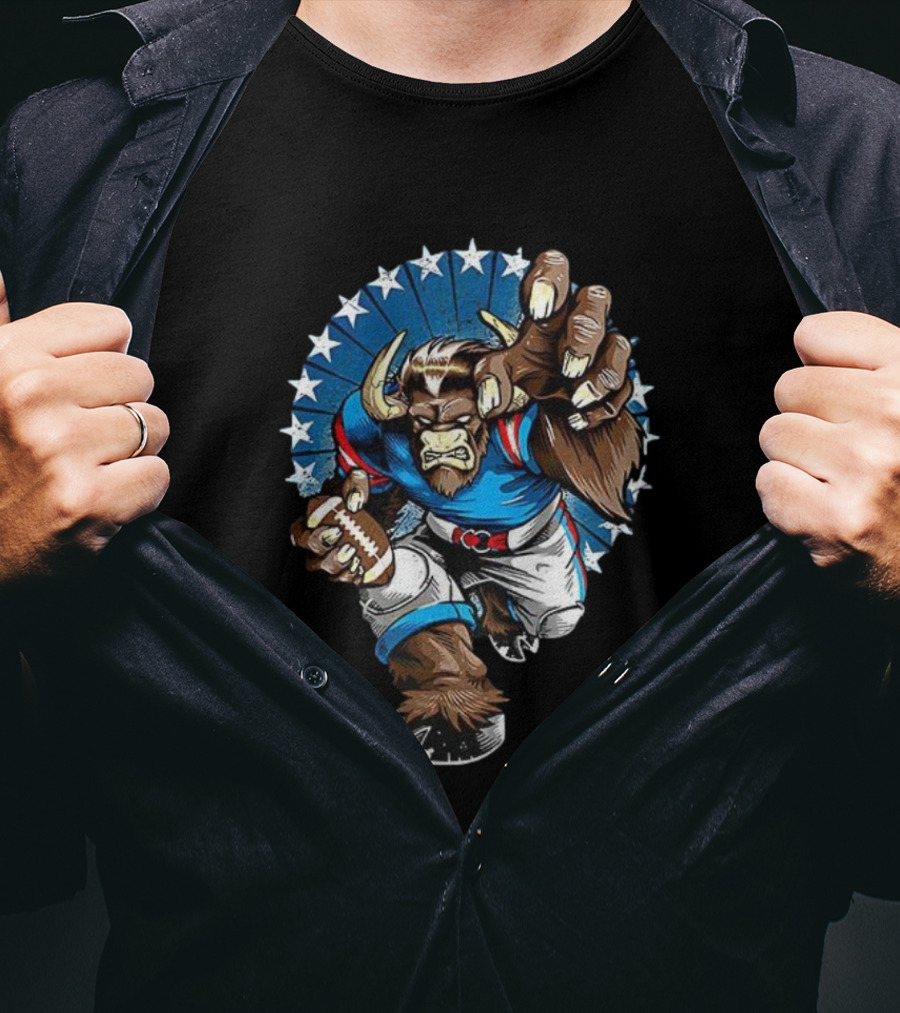 Buffalo Bills Minotaur Football Beast Starburst T-Shirt