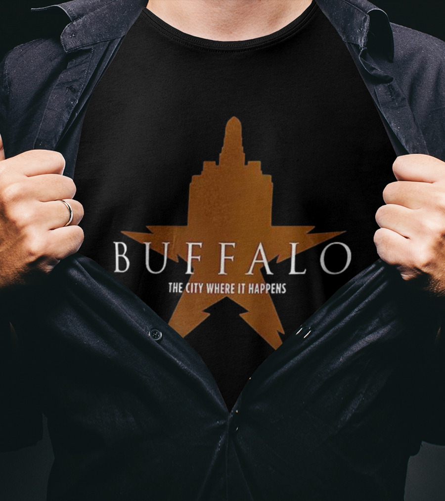 Buffalo The City Where It Happens Skyline Star Burst T-Shirt