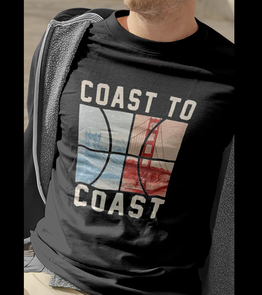Coast To Coast Brooklyn Bridge Golden Gate Bridge Basketball T-Shirt