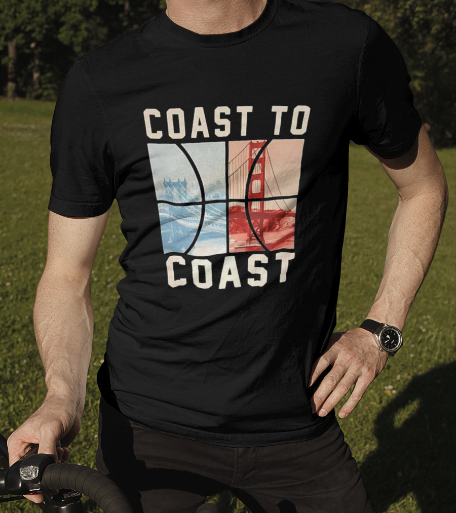 Coast To Coast Brooklyn Bridge Golden Gate Bridge Basketball T-Shirt