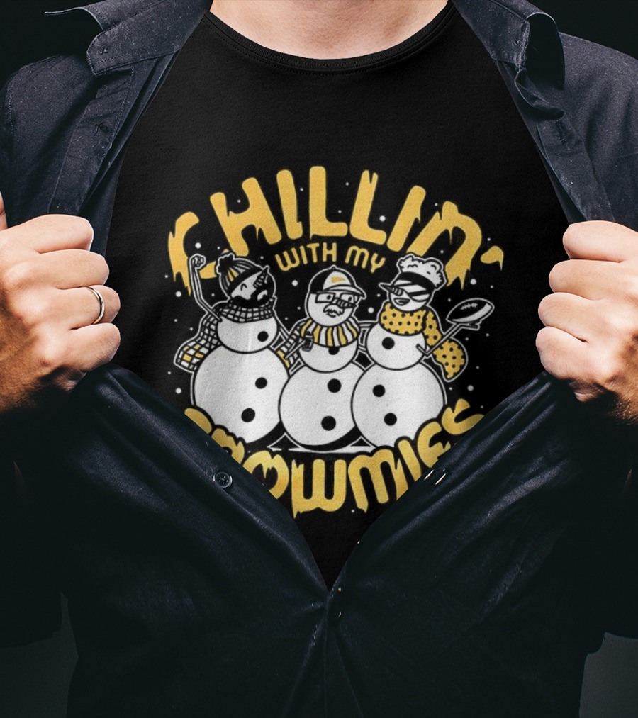 Chillin With My Snowmies Christmas Holiday Snowman Friends T-Shirt
