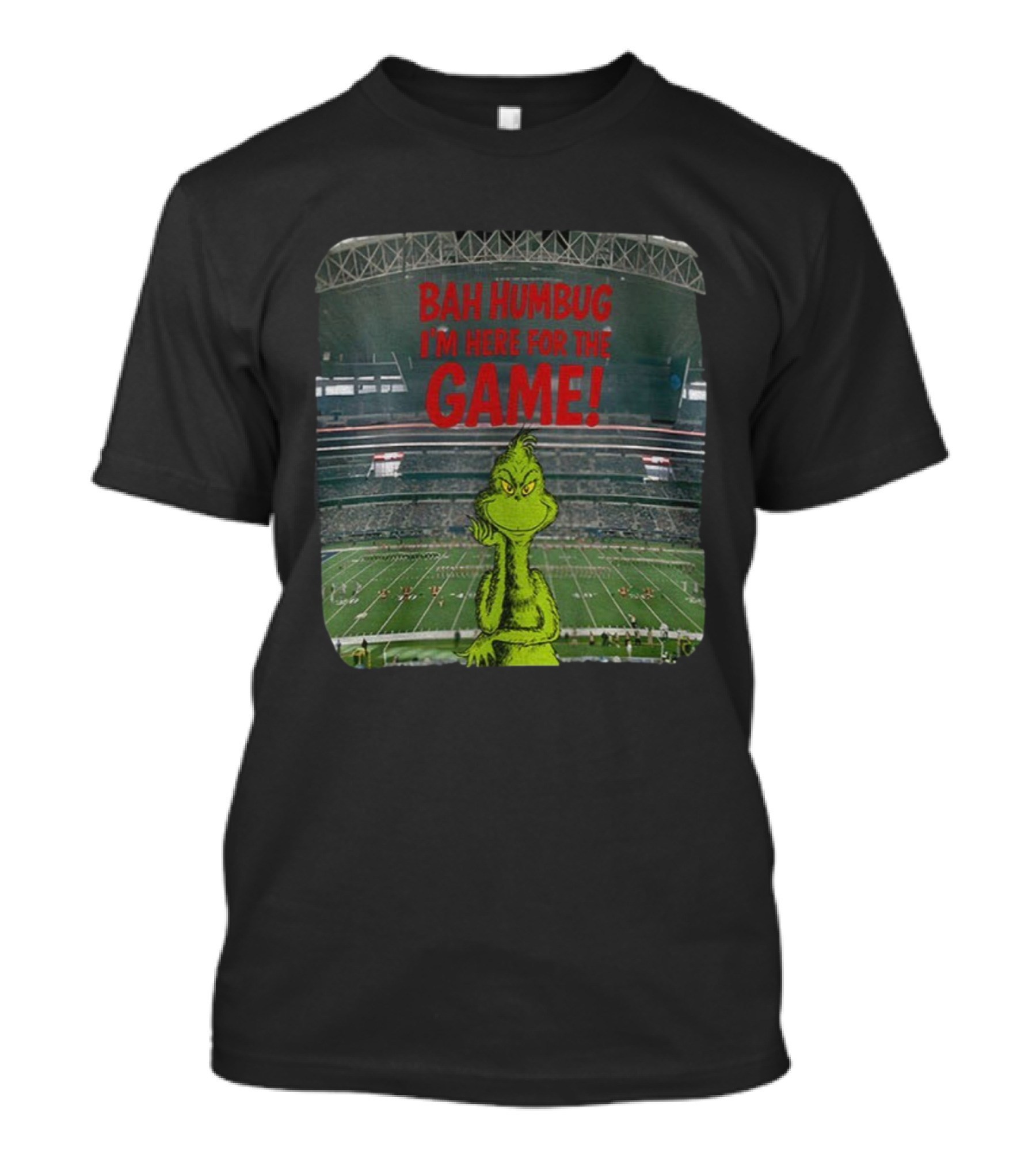 Bah Humbug I'm Here For The Game Grinch Christmas Stadium Football T-Shirt