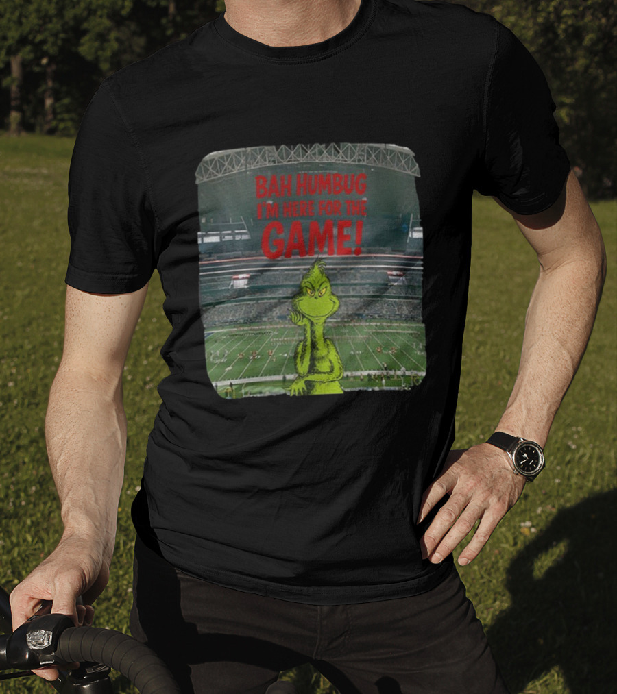 Bah Humbug I'm Here For The Game Grinch Christmas Stadium Football T-Shirt