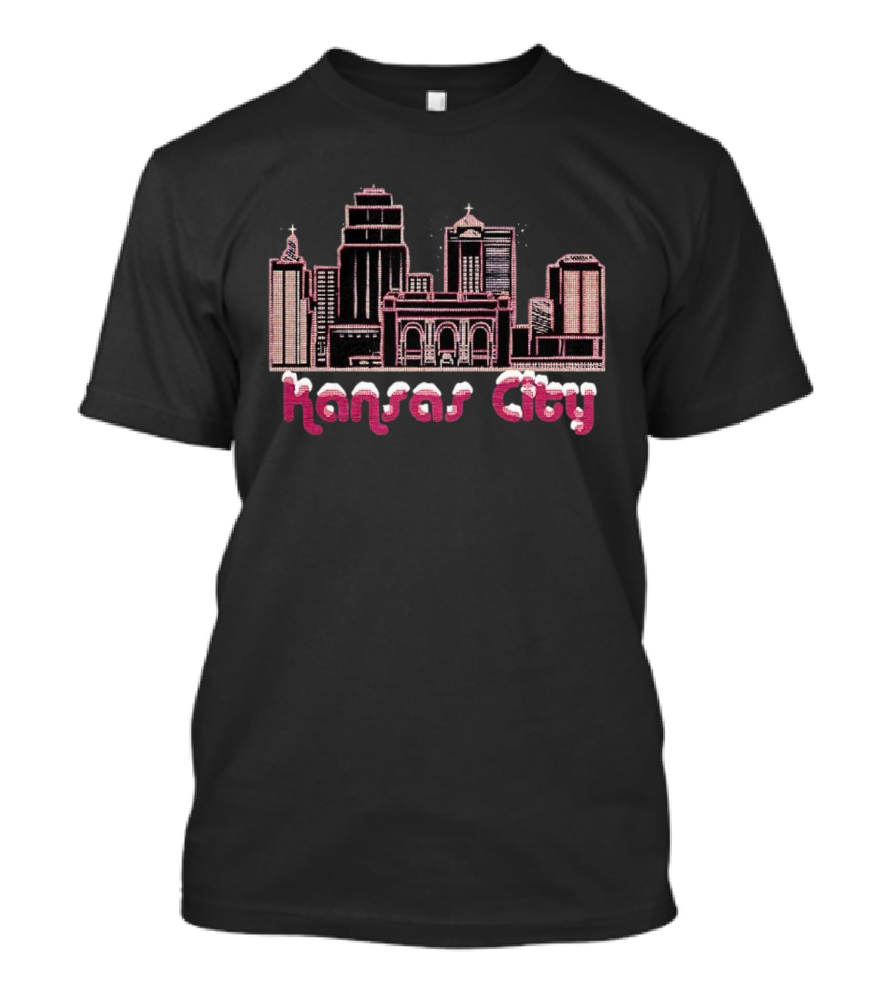 Kansas City Skyline Holiday Christmas Snow T-Shirt