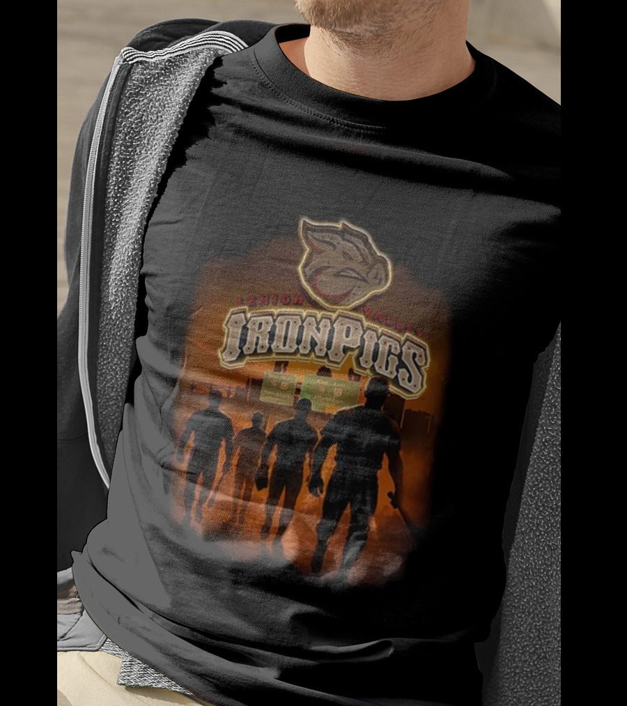 Lehigh Valley IronPigs Baseball Players With Highway Sign Background T-Shirt