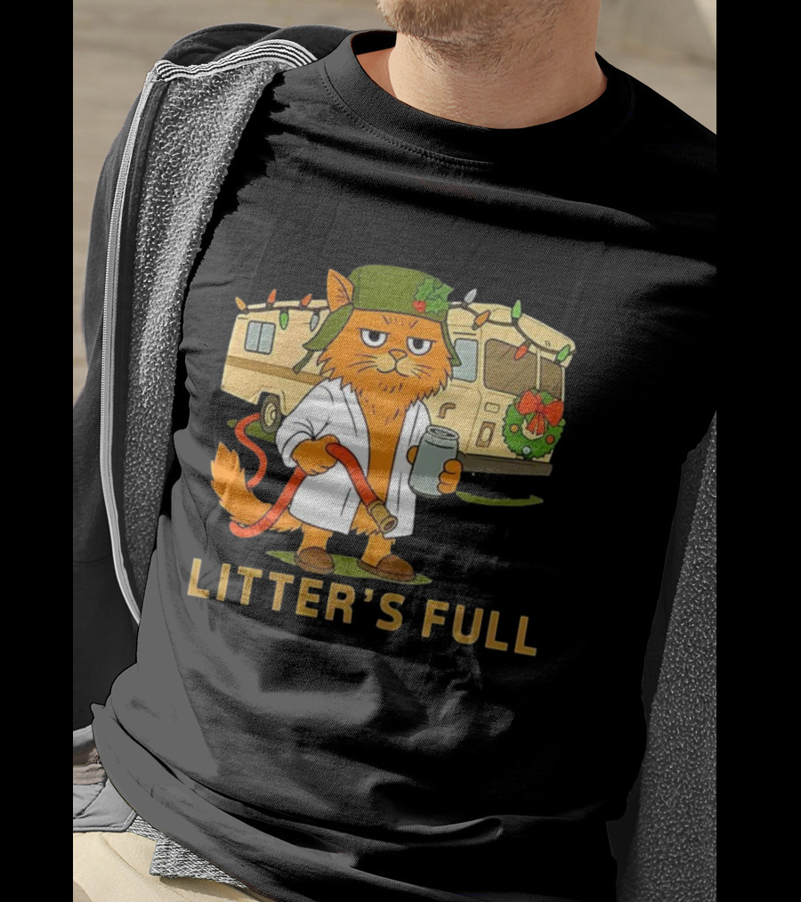 Litter's Full Shitters Full Cat Christmas RV Holiday Lights T-Shirt