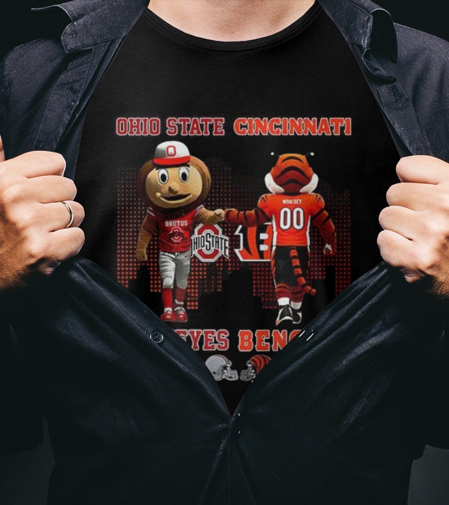 Ohio State Brutus Buckeye And Cincinnati Who Dey Bengals Saturdays And Sundays T-Shirt