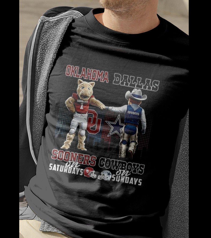 Oklahoma Sooners Saturdays Dallas Cowboys Sundays Mascot Team Spirit T-Shirt