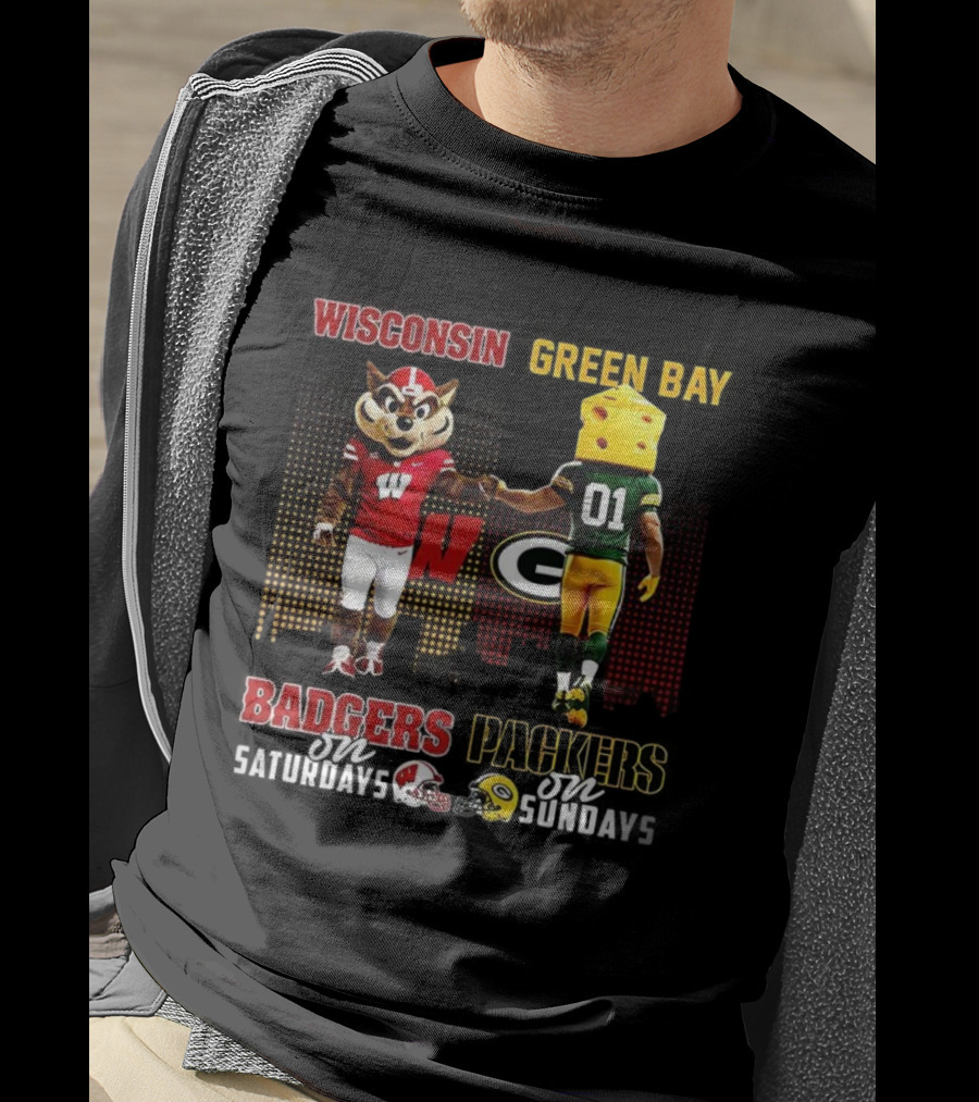 Wisconsin Badgers Saturdays Green Bay Packers Sundays Football Fans T-Shirt