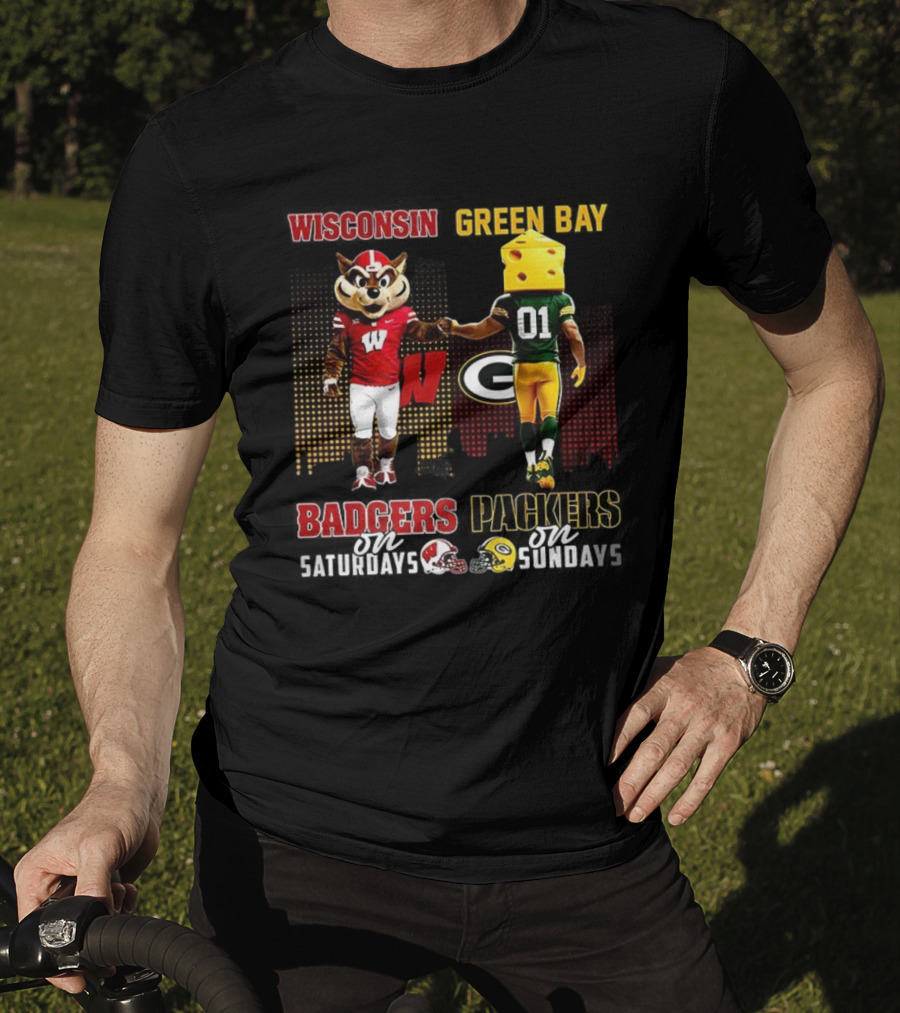 Wisconsin Badgers Saturdays Green Bay Packers Sundays Football Fans T-Shirt