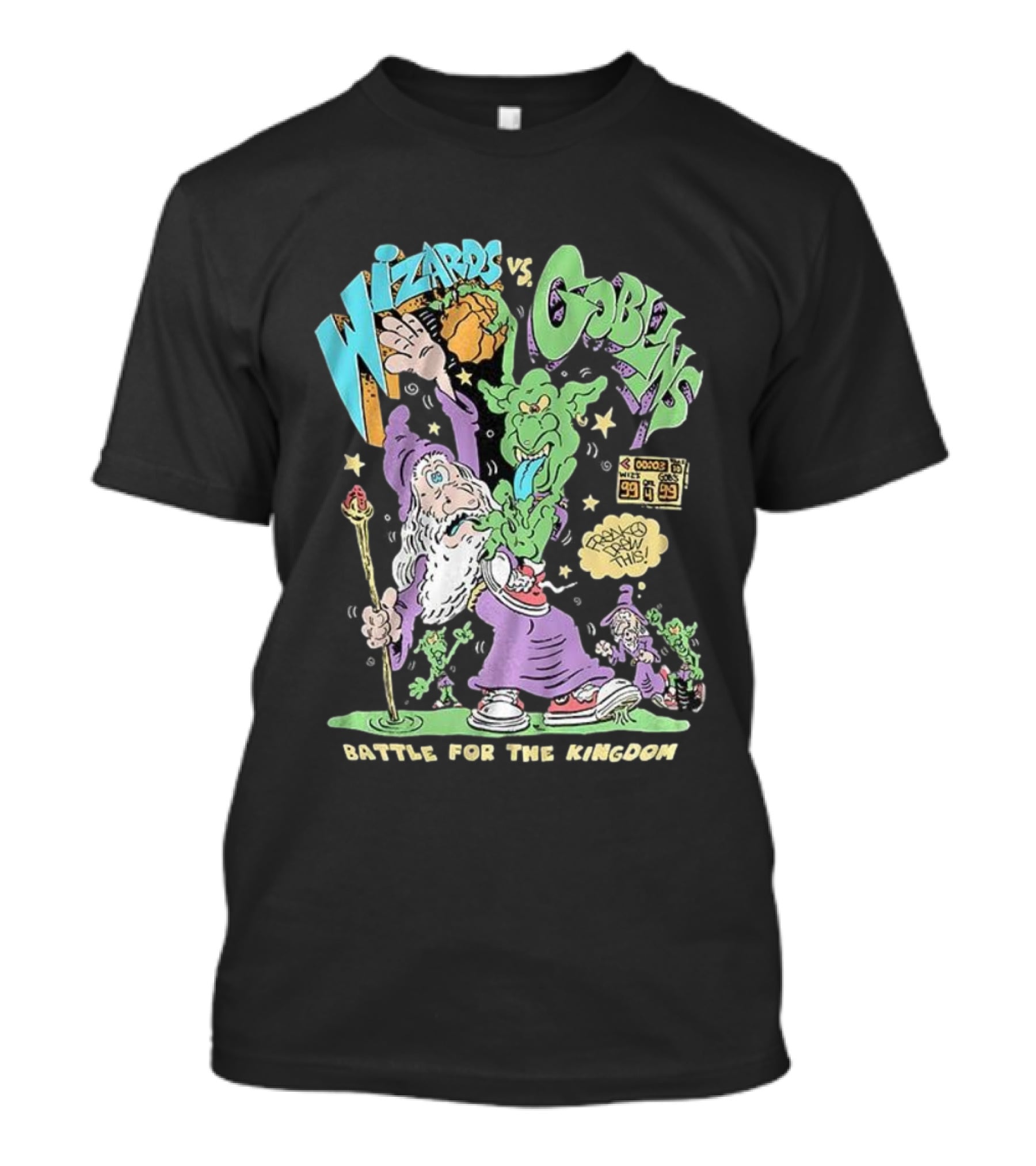 Wizards Vs Goblins Battle For The Kingdom Basketball Cartoons Scoreboard Showdown T-Shirt