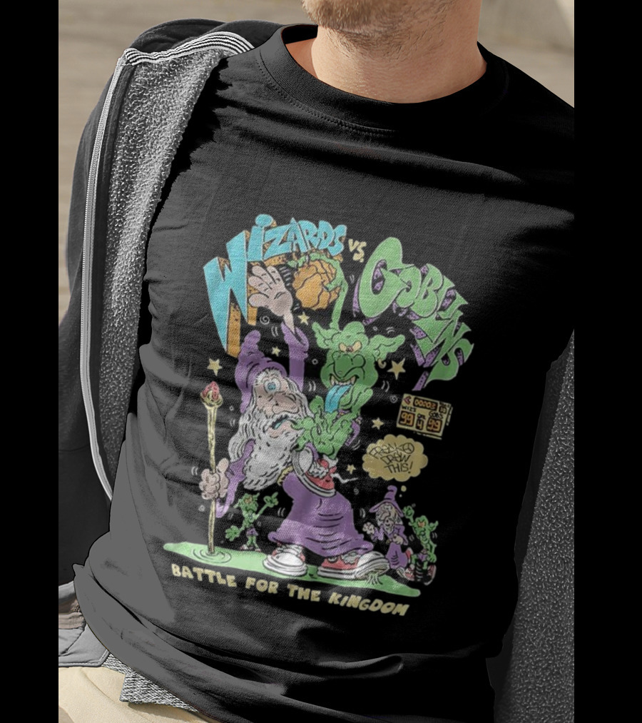 Wizards Vs Goblins Battle For The Kingdom Basketball Cartoons Scoreboard Showdown T-Shirt