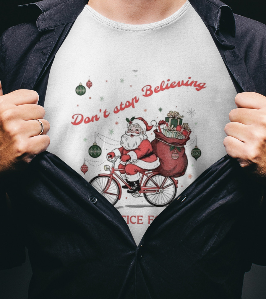 Santa Claus Don't Stop Believing In Justice For All Christmas Bike T-Shirt