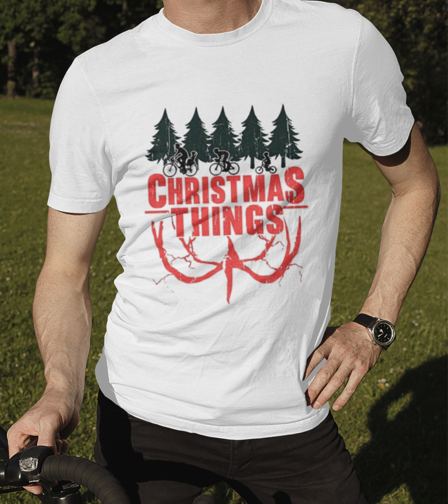 Stranger Things Christmas Things Tree Merry Christmas Scene T-Shirt