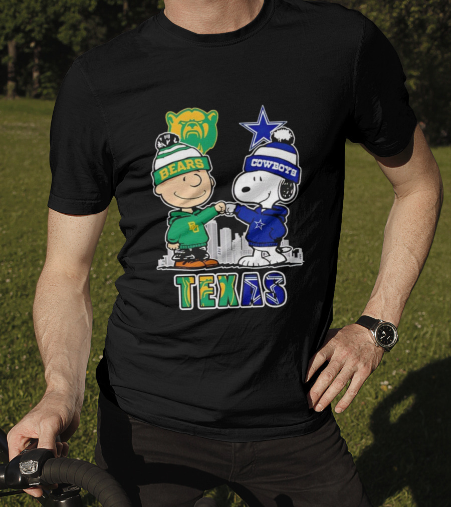 Charlie Brown And Snoopy Texas Baylor Bears Dallas Cowboys Collaboration T-Shirt