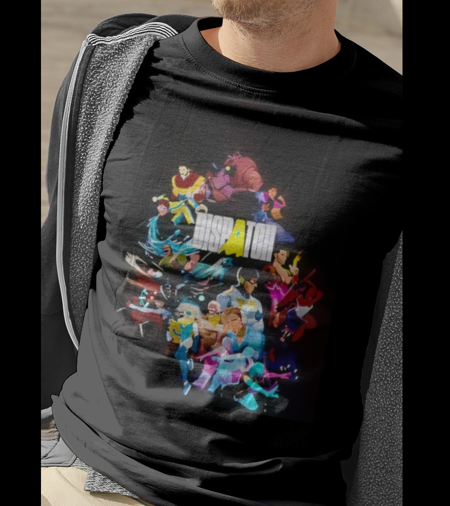 Dispatch Neon Heroes Video Game Characters Vibrant Ensemble T-Shirt