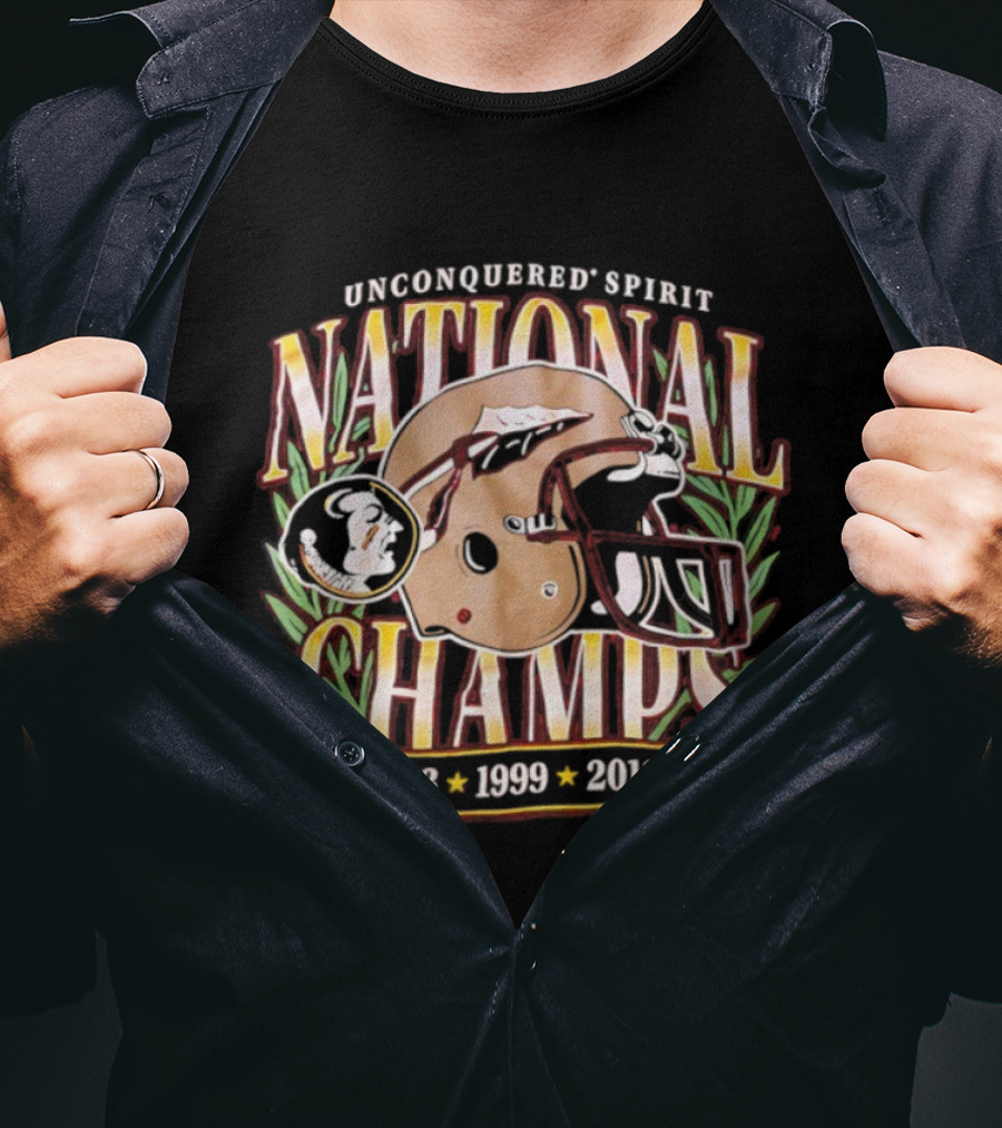 Florida State Seminoles National Champs 1993 1999 2013 Football Helmet Design T-Shirt