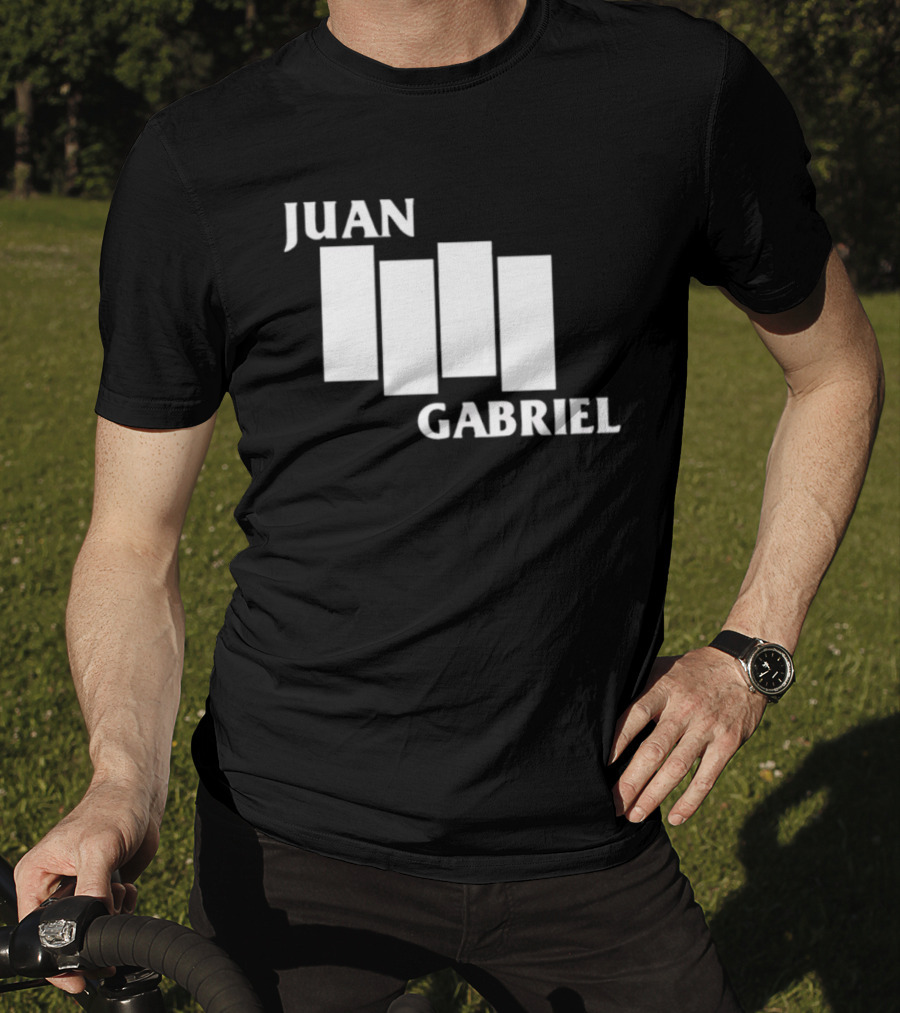 Juan Gabriel Black Flag Parody White Text T-Shirt