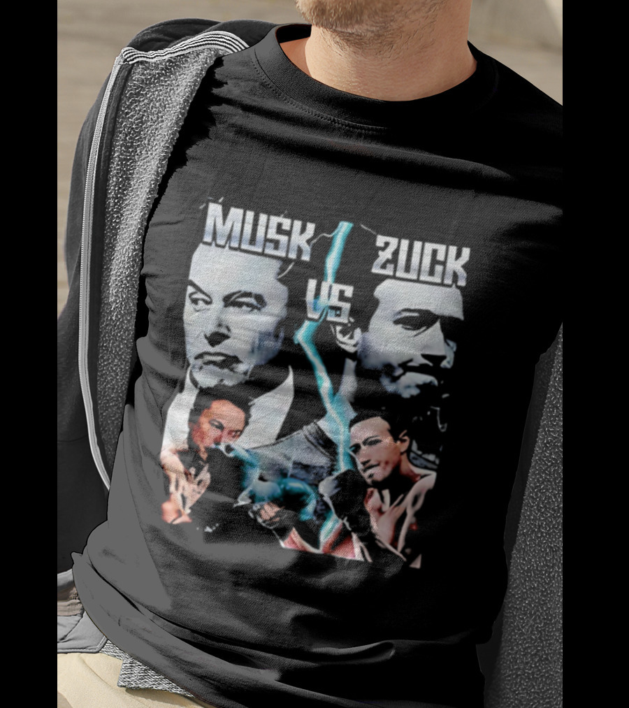 Musk Zuck Dual Lighting Face-Off T-Shirt