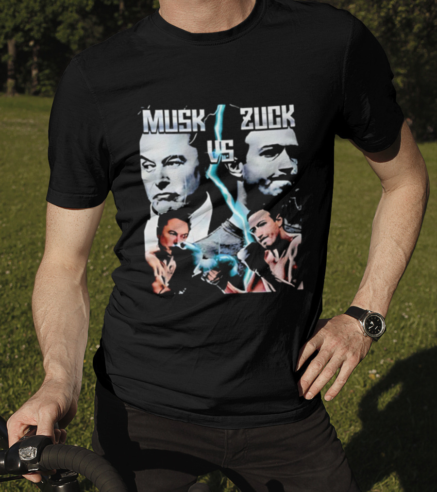 Musk Zuck Dual Lighting Face-Off T-Shirt