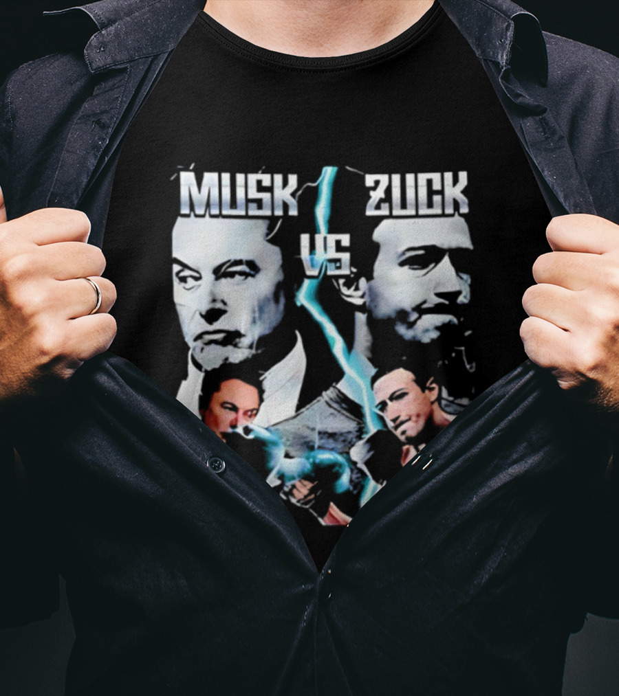 Musk Zuck Dual Lighting Face-Off T-Shirt
